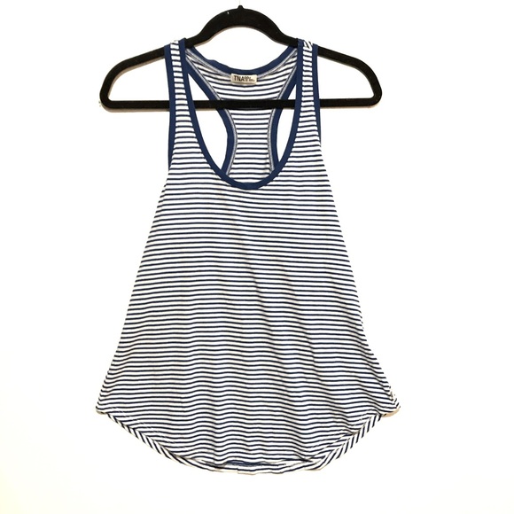 Aritzia Tops - TNA Aritzia Stripe Basic Tank Blue White Small
